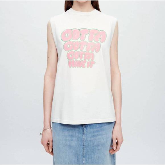 NEW RE/DONE oversized muscle tank tee in vintage white - Picture 1 of 2
